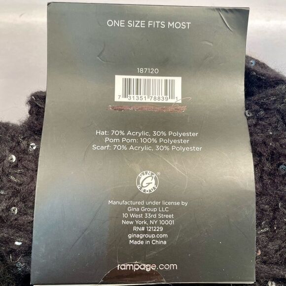 BLACK LADIES BEANIE AND INFINITY SCARF SET BY RAMPAGE NWT - Picture 5 of 5